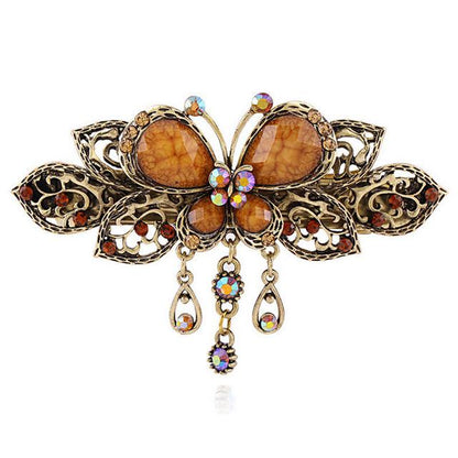 Vintage Style Crystal Butterfly Hair Clip - Floral Fawna