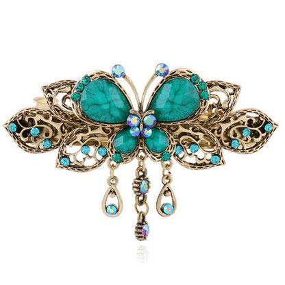 Vintage Style Crystal Butterfly Hair Clip - Floral Fawna
