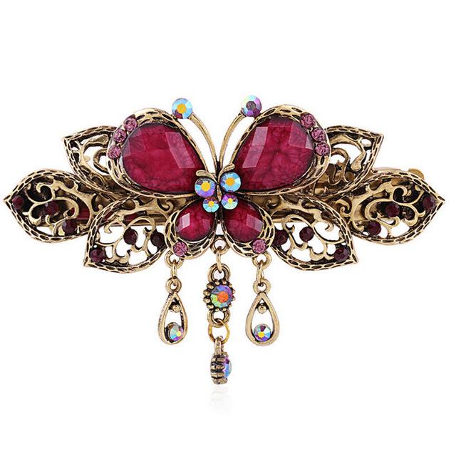 Vintage Style Crystal Butterfly Hair Clip - Floral Fawna