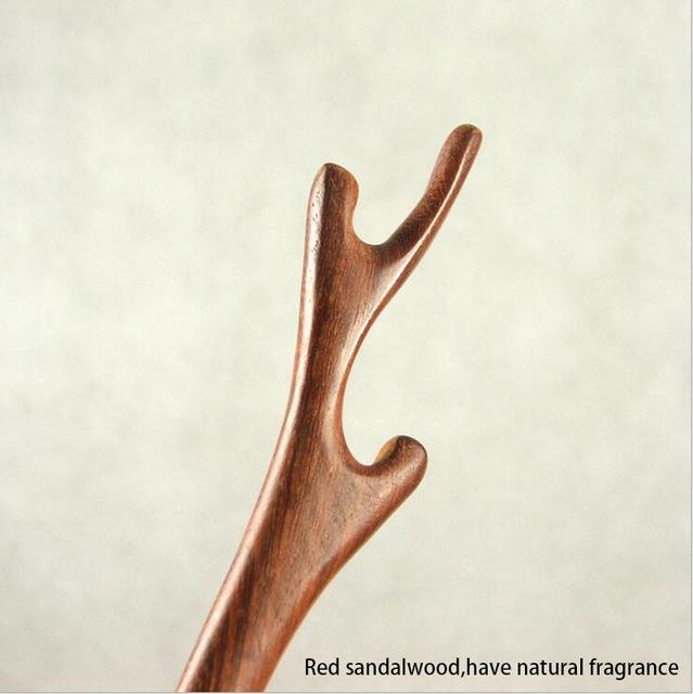 Vintage Style Sandalwood Antler Hair Stick - Floral Fawna