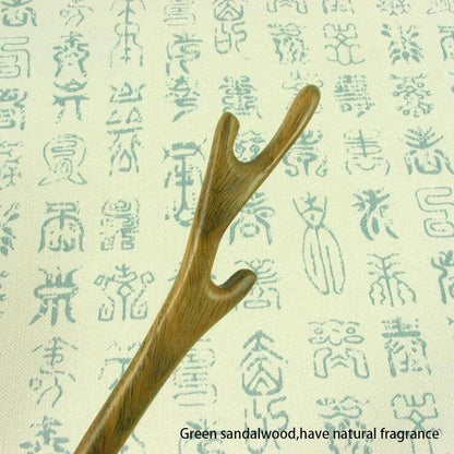 Vintage Style Sandalwood Antler Hair Stick - Floral Fawna