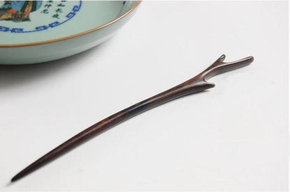 Vintage Style Sandalwood Antler Hair Stick - Floral Fawna