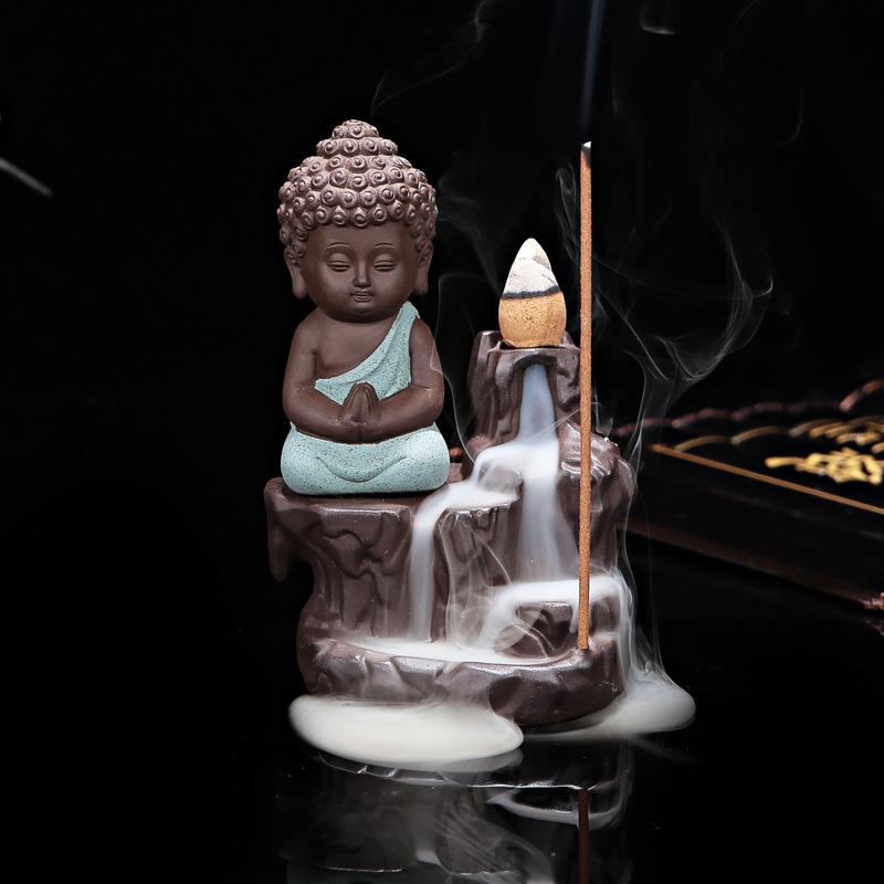 Monk & Buddha Waterfall Incense Burner - Floral Fawna