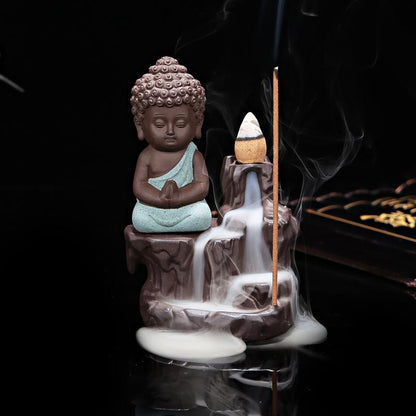 Monk &amp; Buddha Waterfall Incense Burner - Floral Fawna