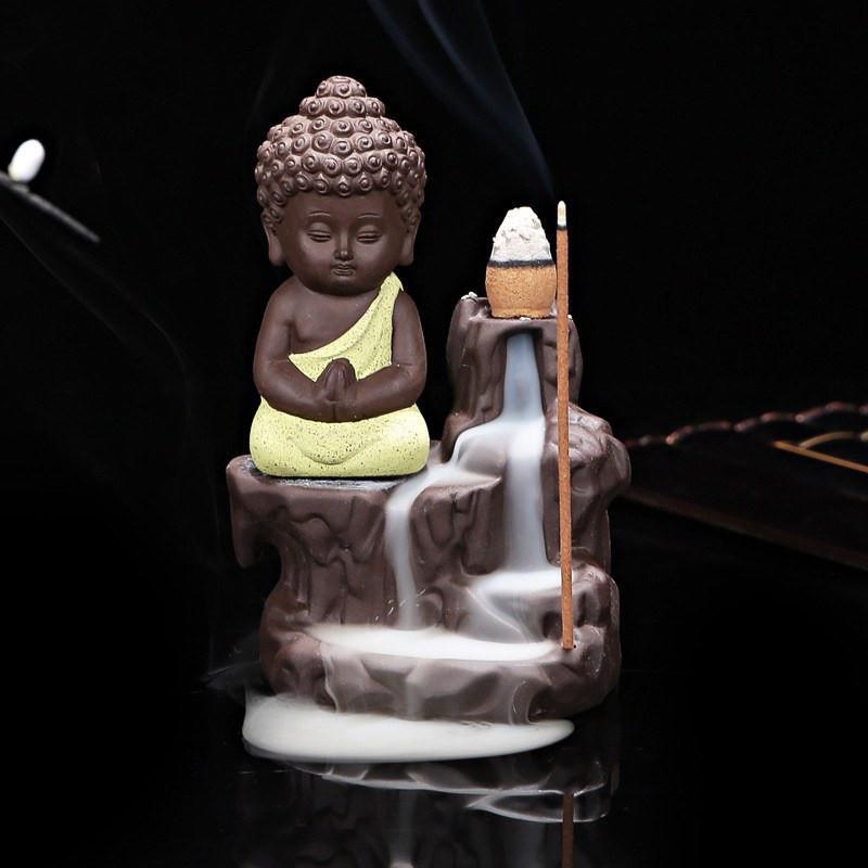 Monk &amp; Buddha Waterfall Incense Burner - Floral Fawna