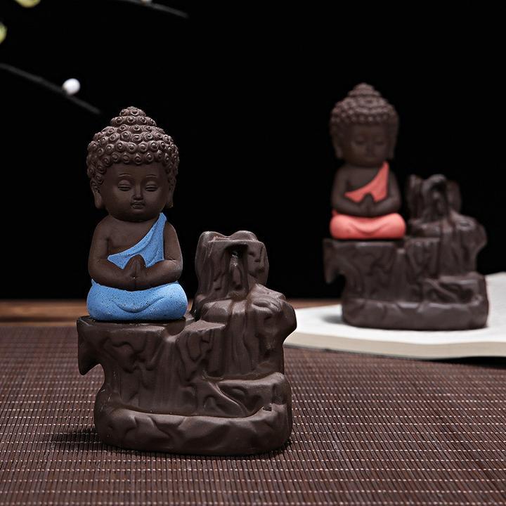 Monk &amp; Buddha Waterfall Incense Burner - Floral Fawna