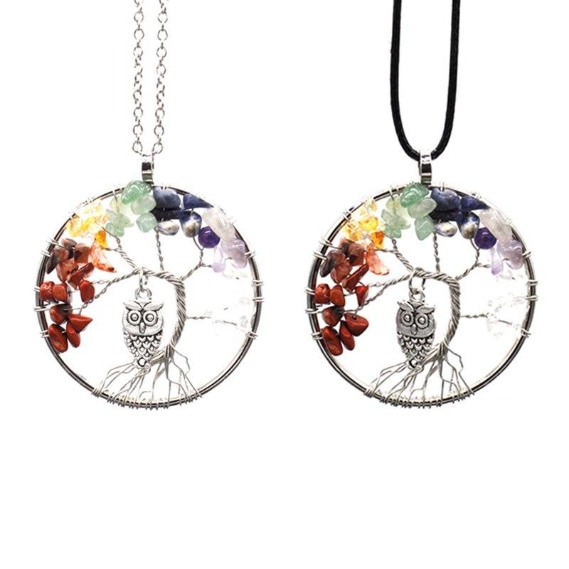 7 Chakra Tree Of Life &amp; Owl Necklace - Floral Fawna