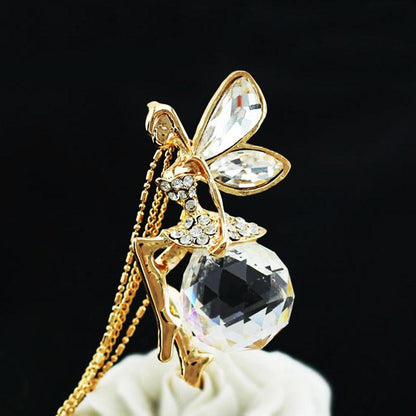 Austrian Crystal Angel Fairy Pendant - Floral Fawna