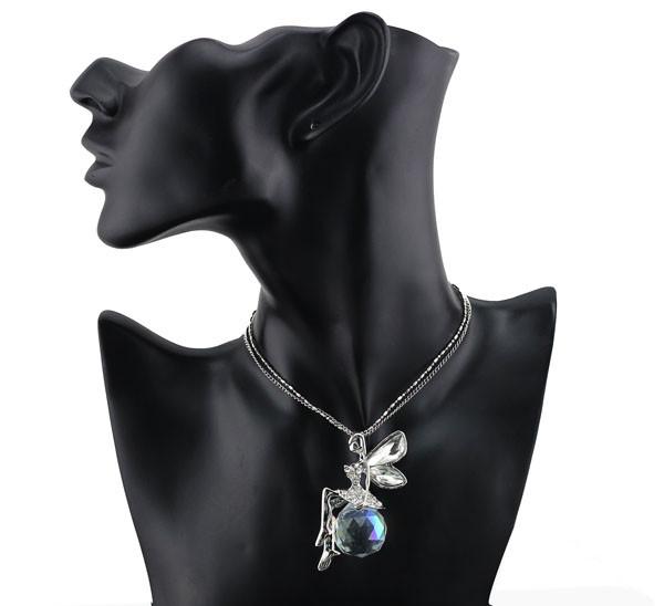 Austrian Crystal Angel Fairy Pendant - Floral Fawna