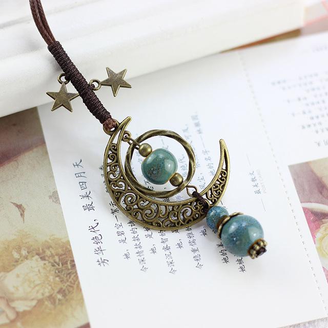 Bohemian Style Celestial Necklace - Floral Fawna