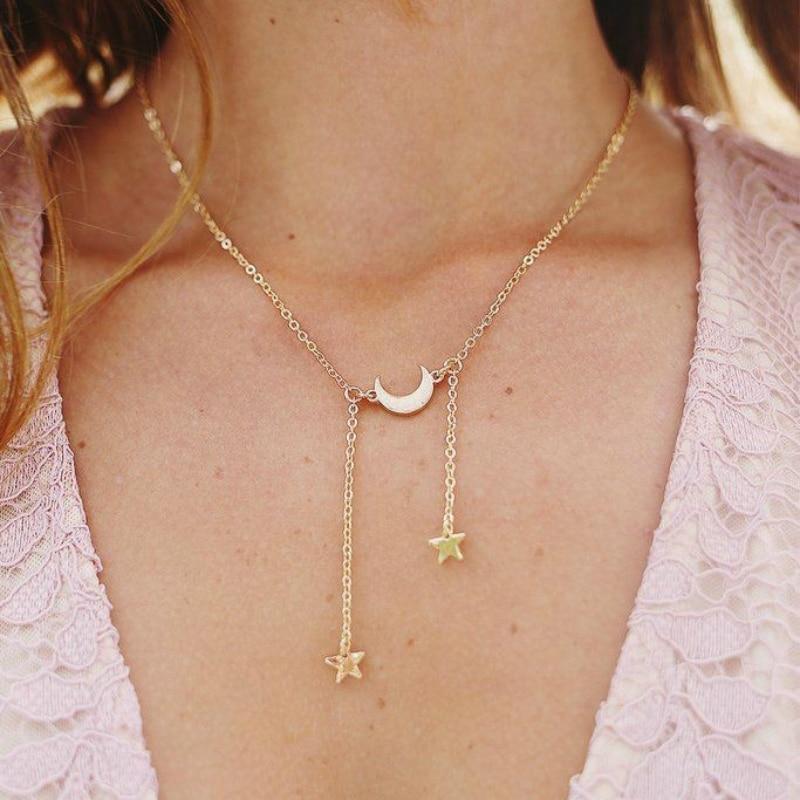 Celestial Moon &amp; Stars Necklace - Floral Fawna