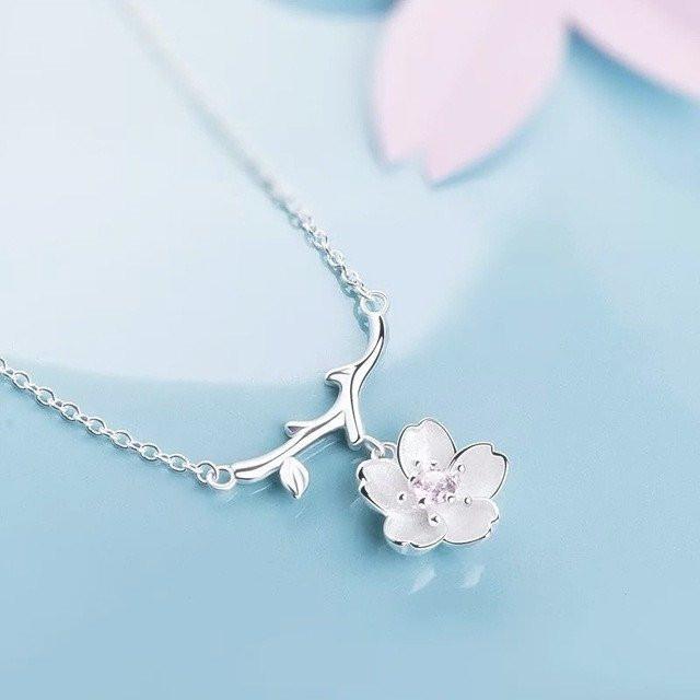 Cherry Blossom Sterling Silver Necklace - Floral Fawna