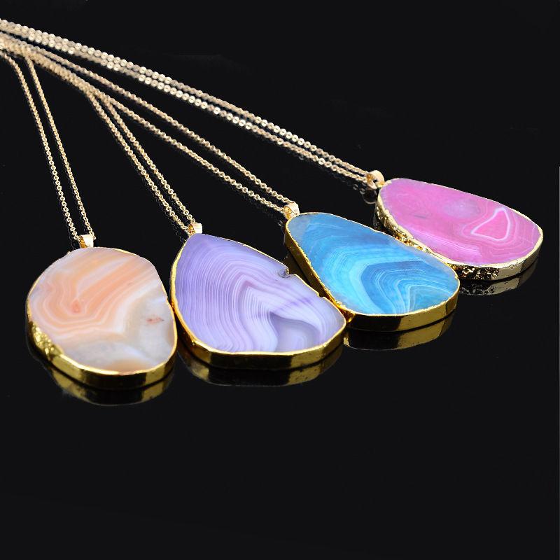 Colorful Irregular Shaped Agate Necklace - Floral Fawna
