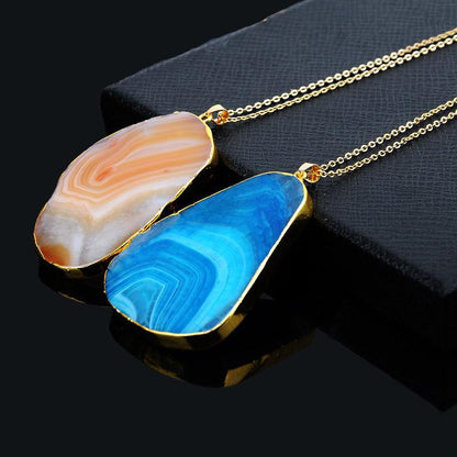 Colorful Irregular Shaped Agate Necklace - Floral Fawna