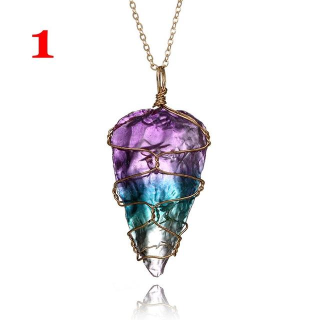 Colorful Rainbow Stone Necklace - Floral Fawna