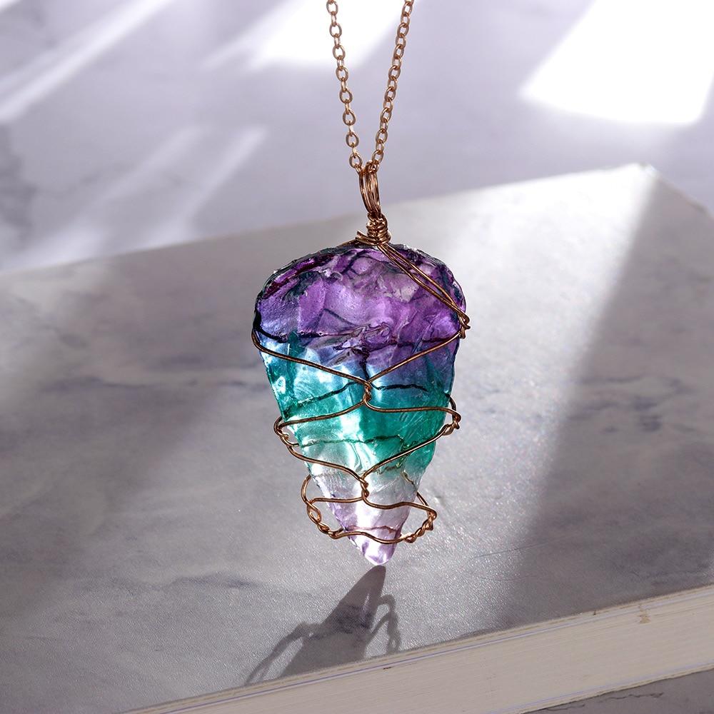 Colorful Rainbow Stone Necklace - Floral Fawna