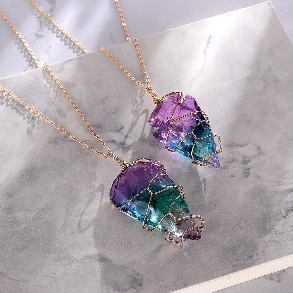 Colorful Rainbow Stone Necklace - Floral Fawna