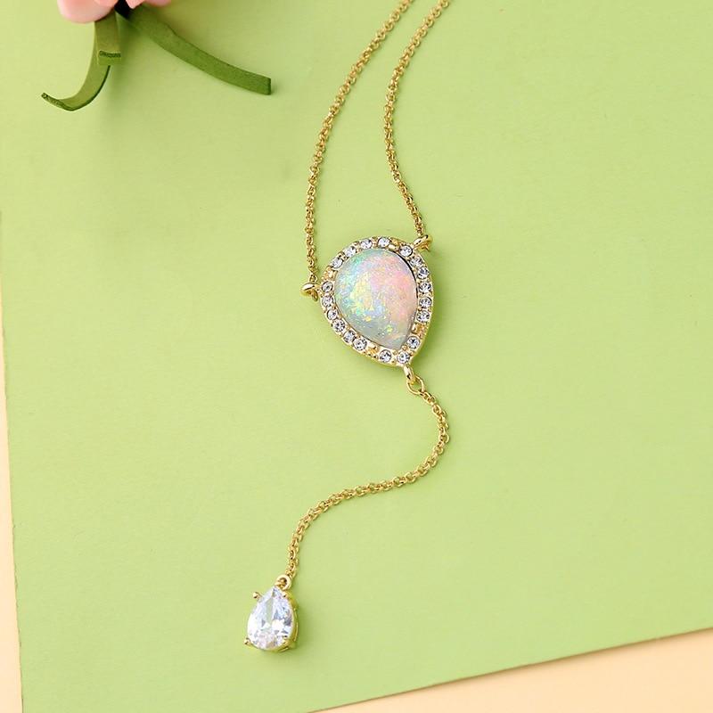 Delicate Opal Crystal Necklace - Floral Fawna