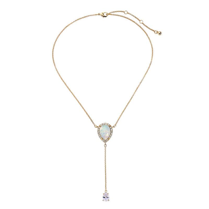 Delicate Opal Crystal Necklace - Floral Fawna