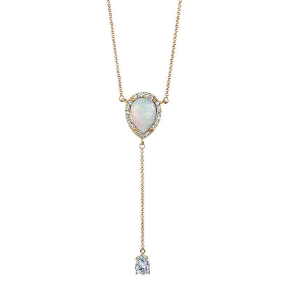 Delicate Opal Crystal Necklace - Floral Fawna