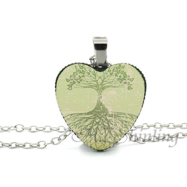 Divergent Tree Heart Glass Necklace - Floral Fawna