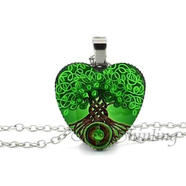 Divergent Tree Heart Glass Necklace - Floral Fawna