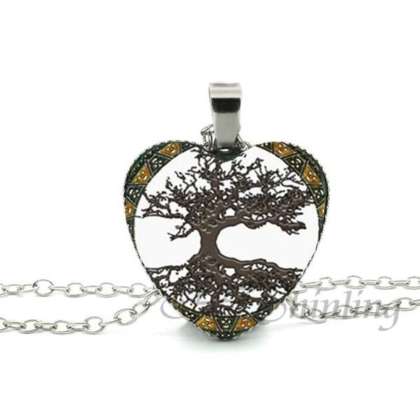 Divergent Tree Heart Glass Necklace - Floral Fawna