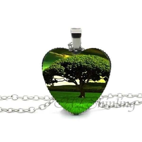 Divergent Tree Heart Glass Necklace - Floral Fawna