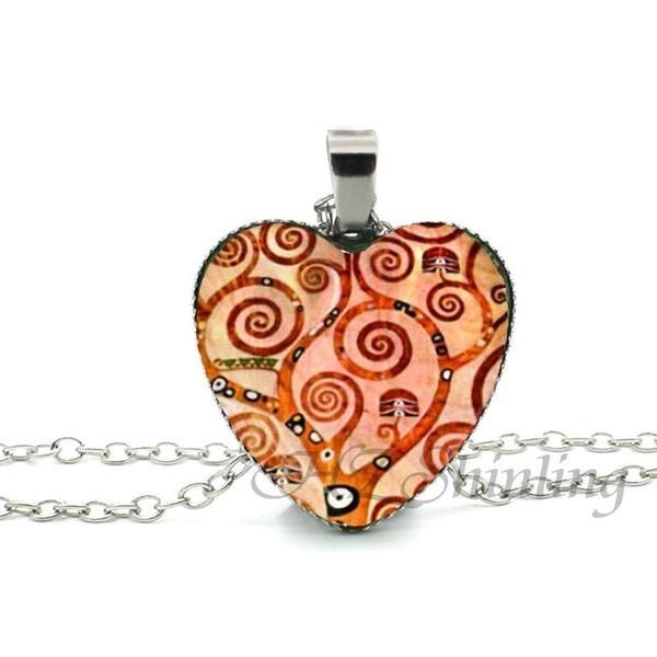 Divergent Tree Heart Glass Necklace - Floral Fawna