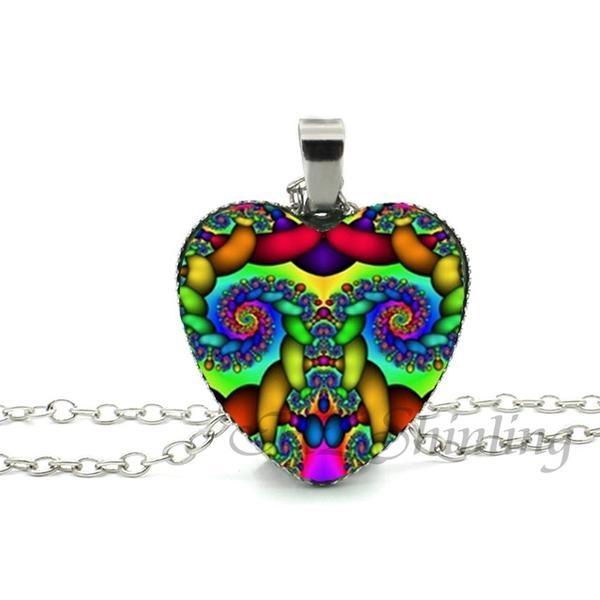 Divergent Tree Heart Glass Necklace - Floral Fawna