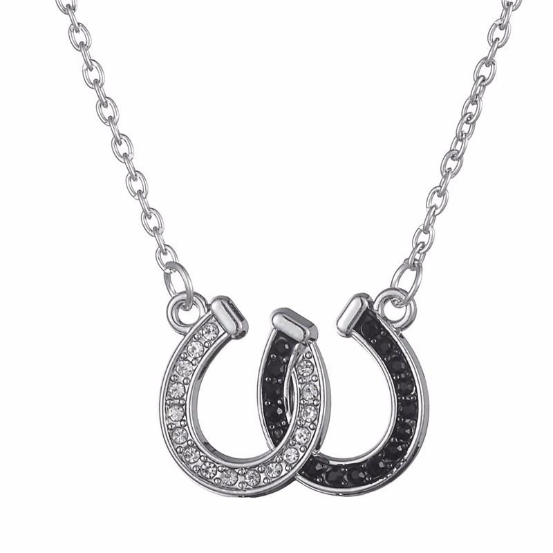 Double Horseshoe &amp; Rhinestones Necklace - Floral Fawna