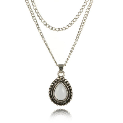 Double Layer Water Drop Opal Necklace - Floral Fawna