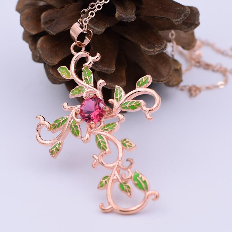 Forest Goddess Cross Necklace - Floral Fawna