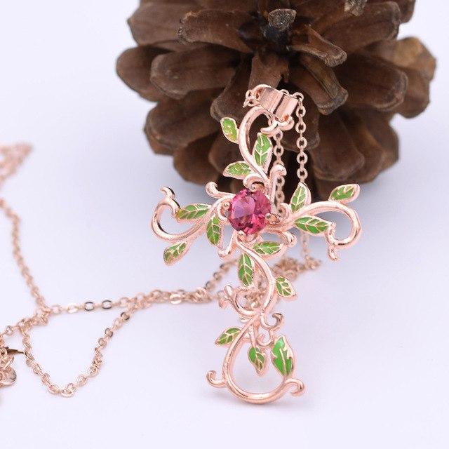 Forest Goddess Cross Necklace - Floral Fawna