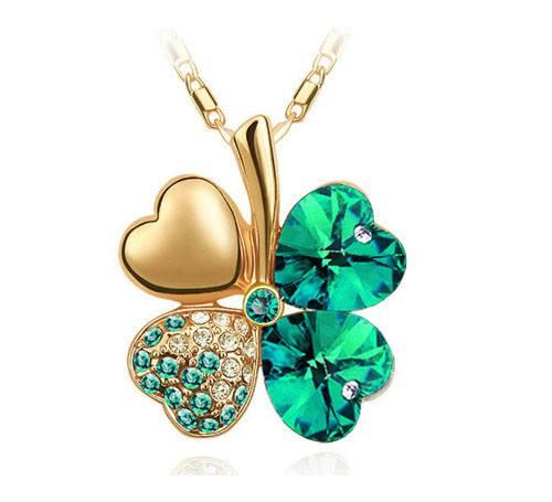 Four Leaves Clover Heart Necklace - Floral Fawna