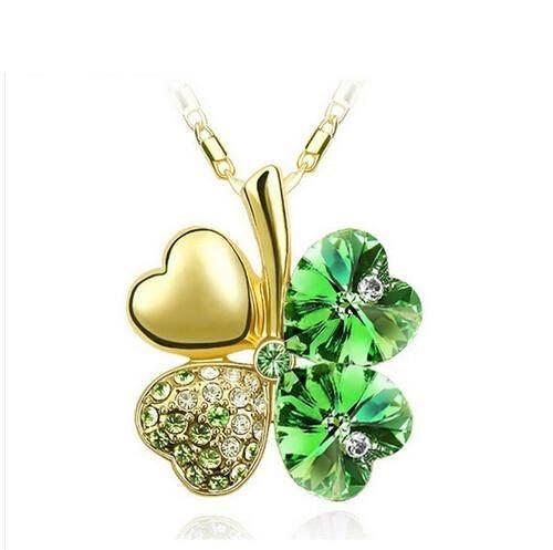 Four Leaves Clover Heart Necklace - Floral Fawna