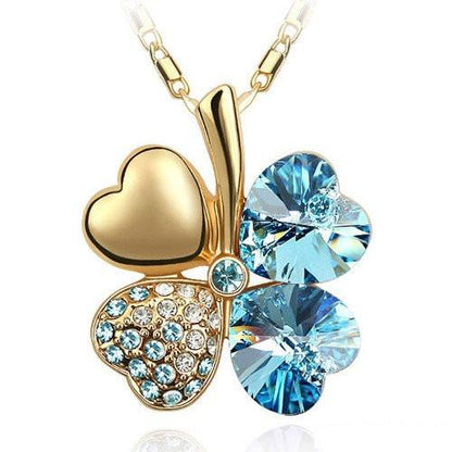 Four Leaves Clover Heart Necklace - Floral Fawna