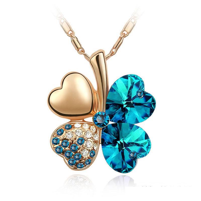 Four Leaves Clover Heart Necklace - Floral Fawna