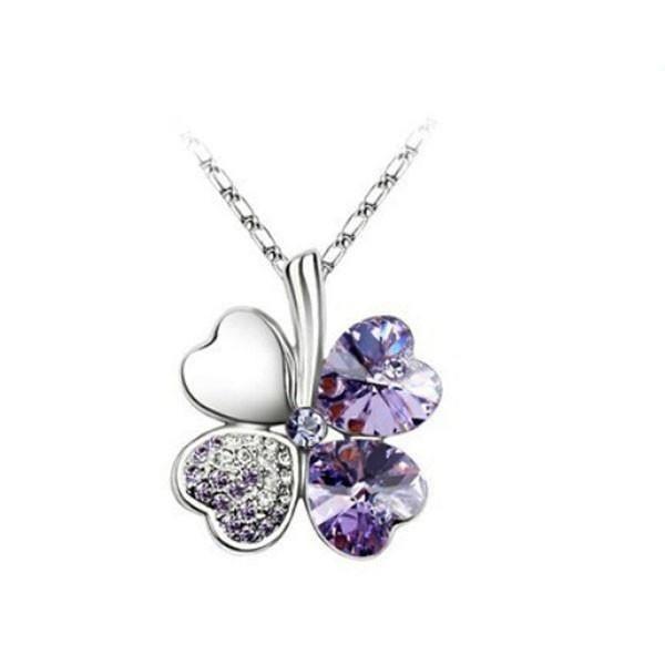 Four Leaves Clover Heart Necklace - Floral Fawna