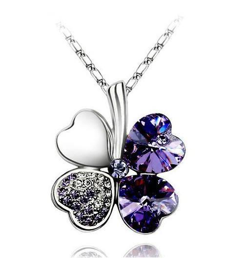 Four Leaves Clover Heart Necklace - Floral Fawna