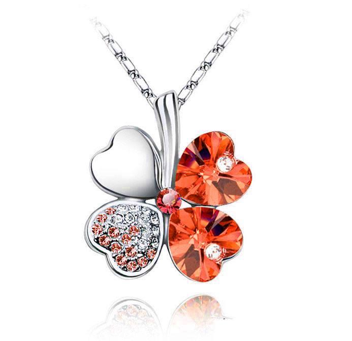 Four Leaves Clover Heart Necklace - Floral Fawna