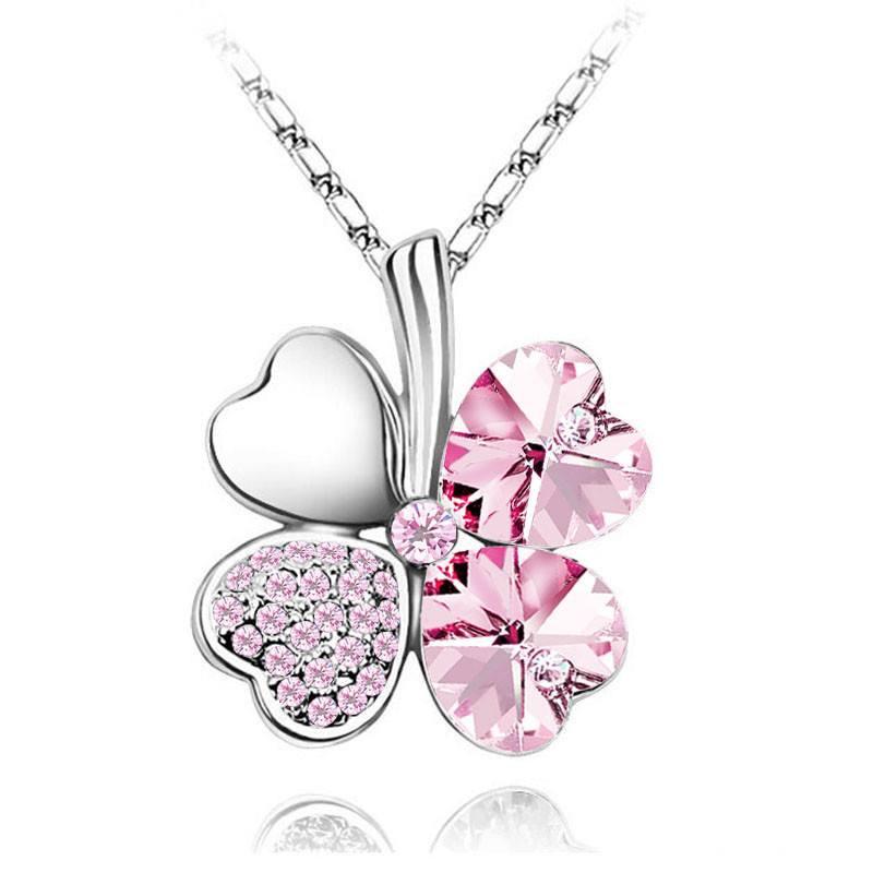 Four Leaves Clover Heart Necklace - Floral Fawna