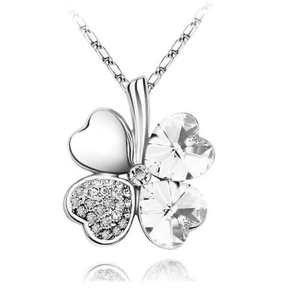 Four Leaves Clover Heart Necklace - Floral Fawna