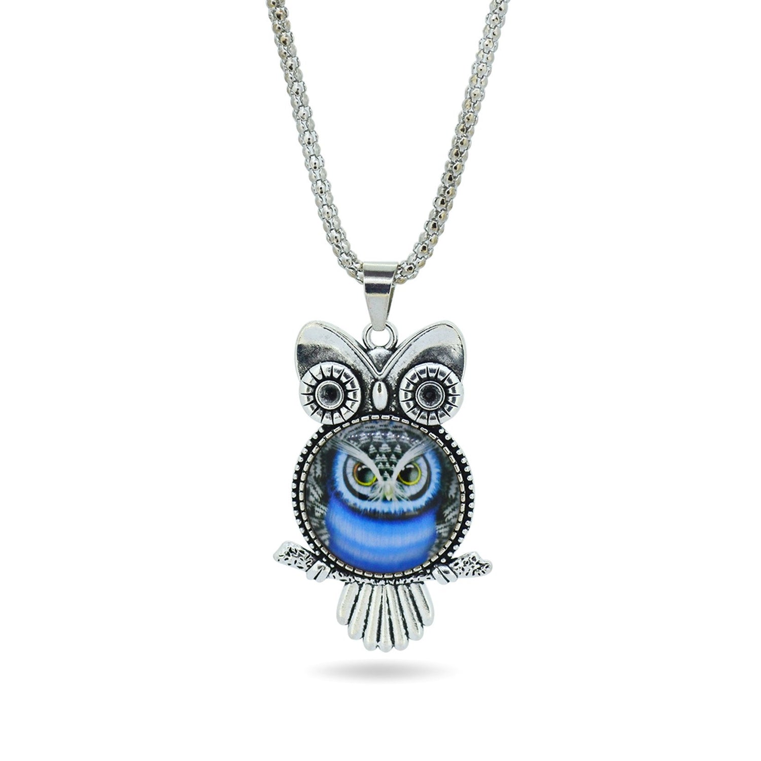 Glass Owl Pendant Necklace - Floral Fawna