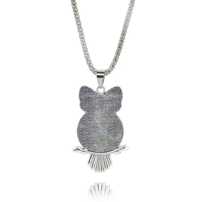 Glass Owl Pendant Necklace - Floral Fawna