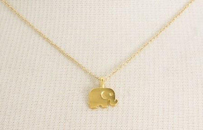 Gold Elephant Pendant Necklace with Charm Card - Floral Fawna