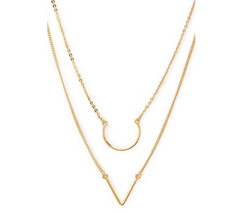 Gold Multilayer Long Strip Pendant Necklace - Floral Fawna