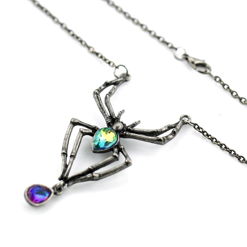 Gothic Crystal Spider Necklace - Floral Fawna