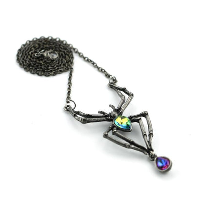 Gothic Crystal Spider Necklace - Floral Fawna