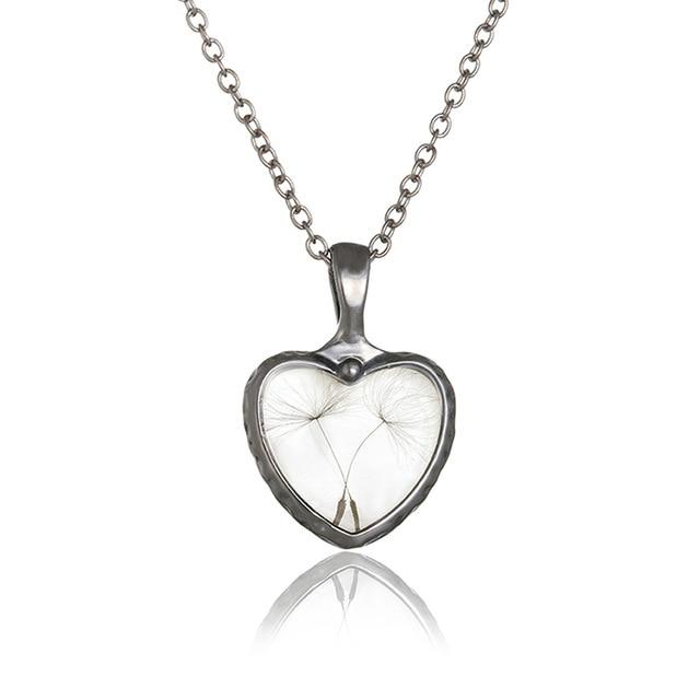 Heart Dandelion Seeds Necklace - Floral Fawna